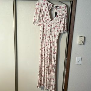 AFRM white midi dress with pink flowers. Size small